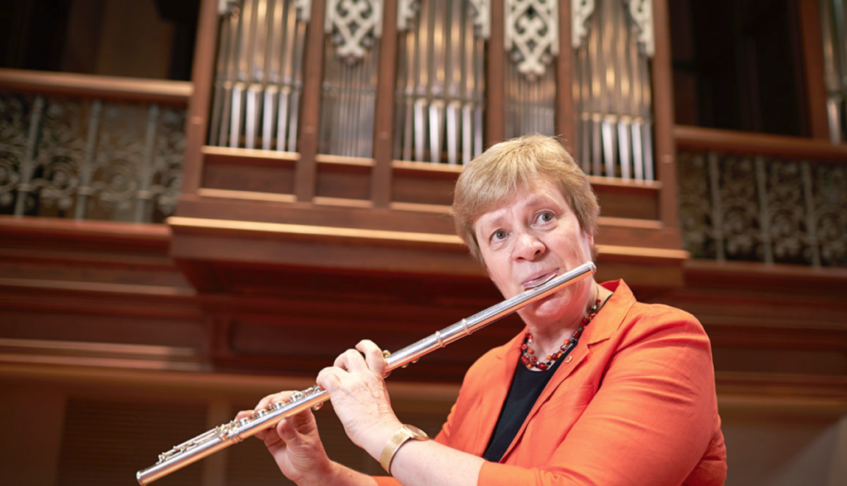 Elizabeth Koch Playing flute
